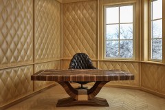 Hazai dió intarziás, lakkozott íróasztal - a 3D falpanelt is gyártjuk, festett és furnéros felülettel !