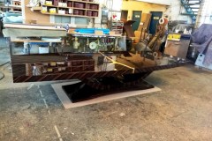 Nagyméretű egyedi art deco makasszár ében tárgyaló asztal