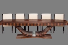 Nagyméretű egyedi art deco makasszár ében tárgyaló asztal