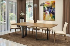 Cubus egyedi étkező és tárgyalóasztal hazai tölgy lappal, acél lábbal modern minimál asztal