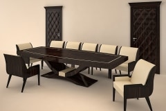 egyedi art deco makasszár ében étkezőasztal nagyméretű tárgyalóasztal ebédlőasztal szék