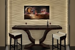 Valódi makasszár bárasztal - a 3D falpanelt is gyártjuk, festett és furnéros felülettel !