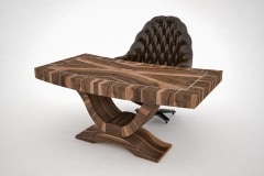 Art deco természetes hazai dió egyedi nagyméretű tárgyalóasztal Art deco kisméretű íróasztal